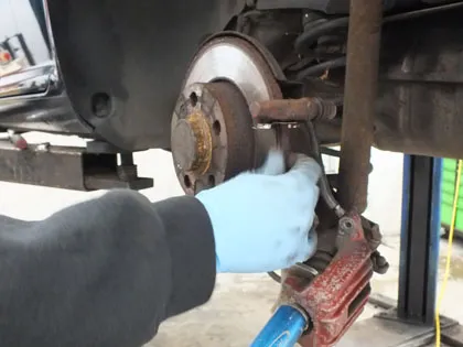 Working on a brake disc with the wheel off